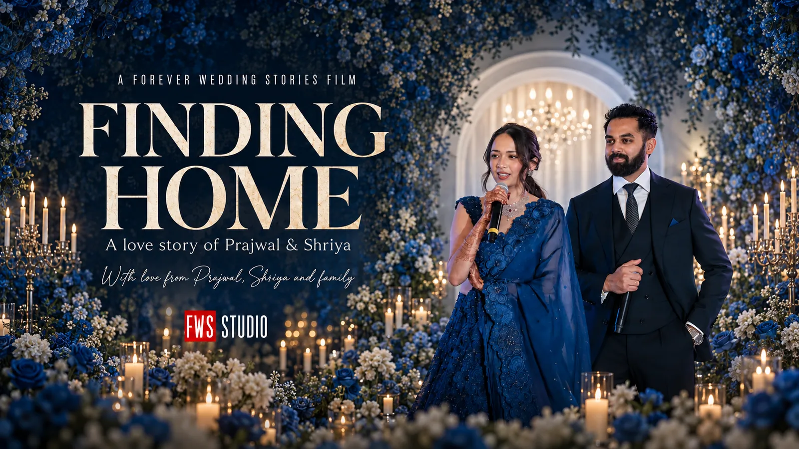 Prajwal and Shriya speaking beneath their floral arch - Finding Home, a Forever Wedding Stories film