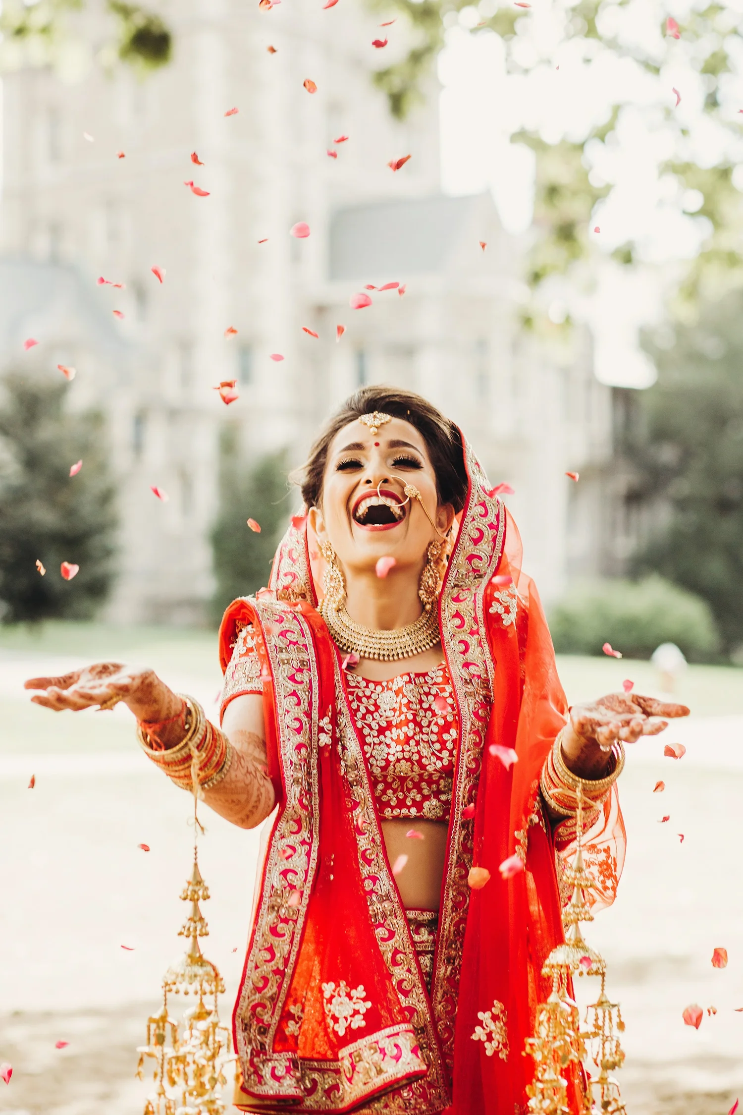 South Asian couple celebrating at a Houston wedding
